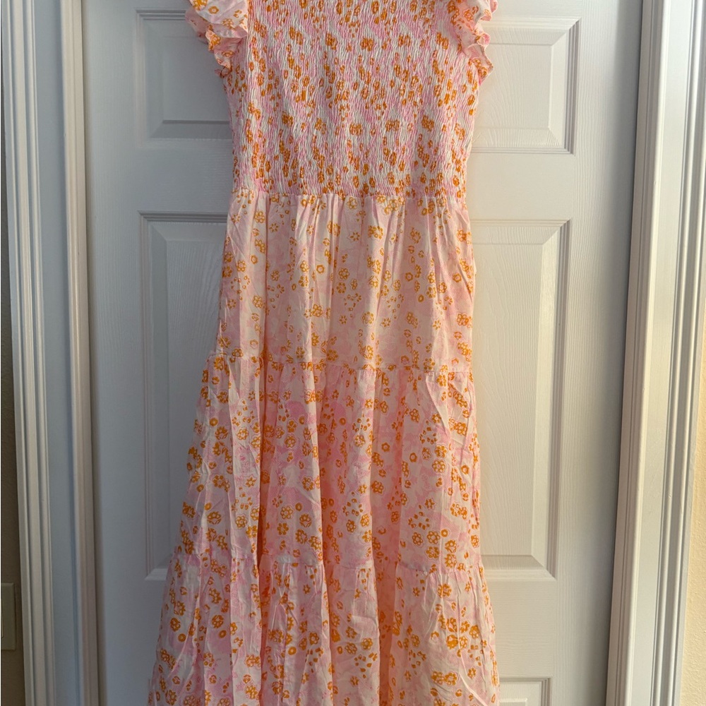 Sur La Vague Floral Dress in Pink and Orange